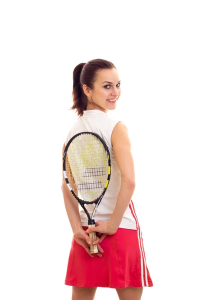Žena s tenisová raketa — Stock fotografie
