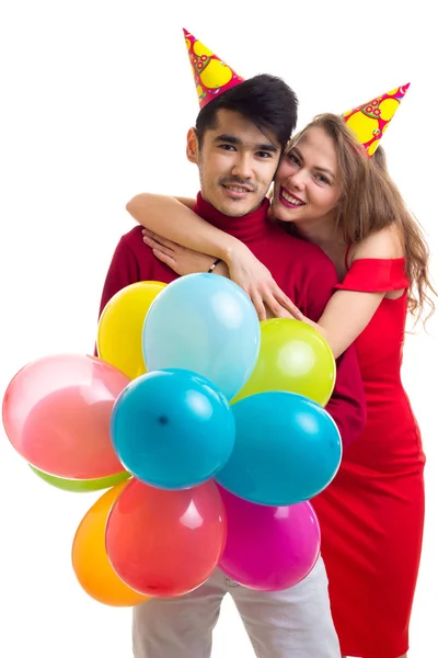 Jeune couple avec ballons — Photo