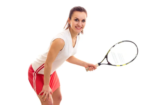 Woman with tennis racquet Royalty Free Stock Images