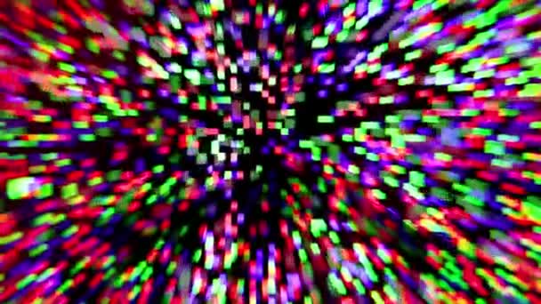 Zoomer les particules colorées numériques se déplaçant dans l'appareil photo 