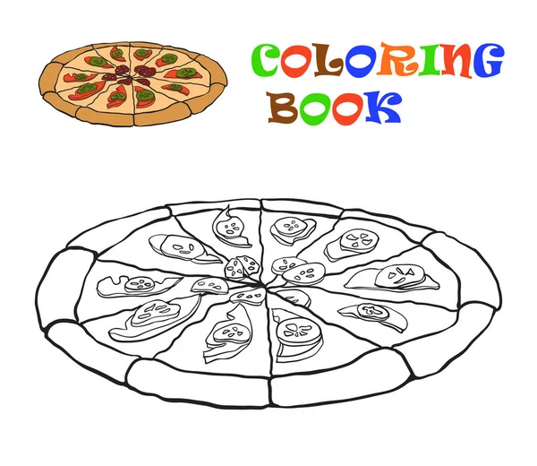 Pizza. Livro para colorir — Vetor de Stock