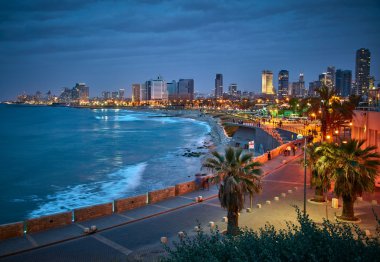 Waterfront Tel Aviv. Jaffa gece görüş.