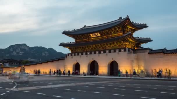 Zeitraffer des Gwanghwamun-Tores — Stockvideo