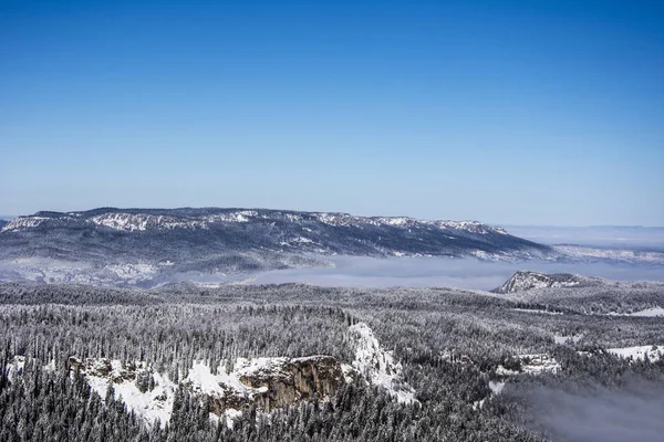 Misty vista de invierno de montaña — Foto de Stock