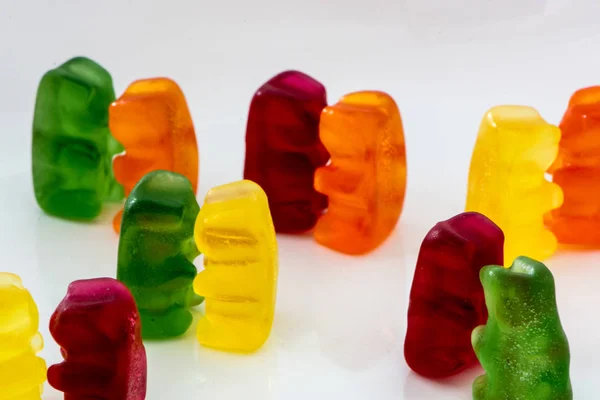 Different color pairs of gummy bears Stock Photo
