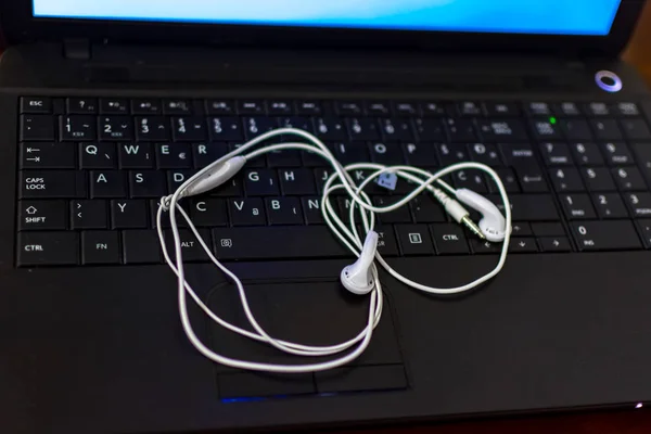 Earphones on the keyboard