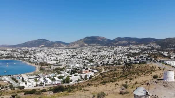 Luchtfoto van de stad Bodrum — Stockvideo