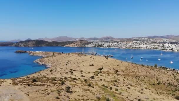 Flygfoto över staden Bodrum — Stockvideo