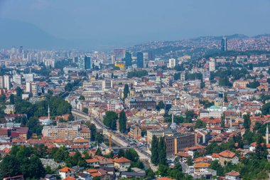 Saraybosna 'nın başkenti Bosna-Hersek' e Arial bakış