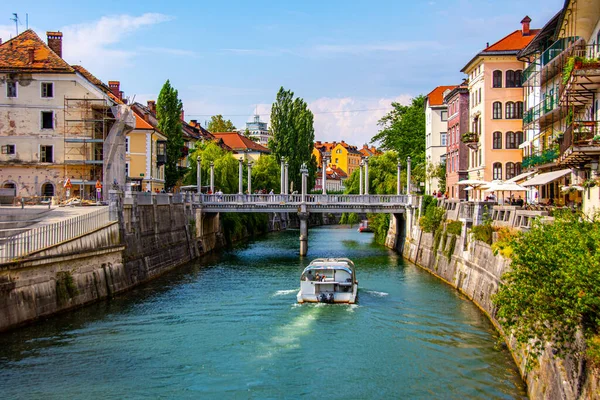 Uitzicht Rivier Ljubljanica Ljubljana Slovenië — Stockfoto