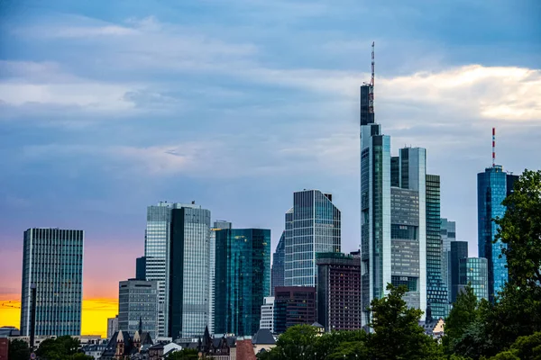 Frankfurt Main Városkép Magas Épületeivel Németország — Stock Fotó