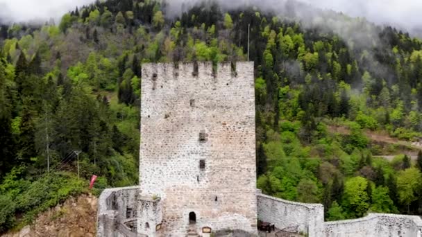 Zdjęcia dronów zamku Zilkale w Trabzon — Wideo stockowe