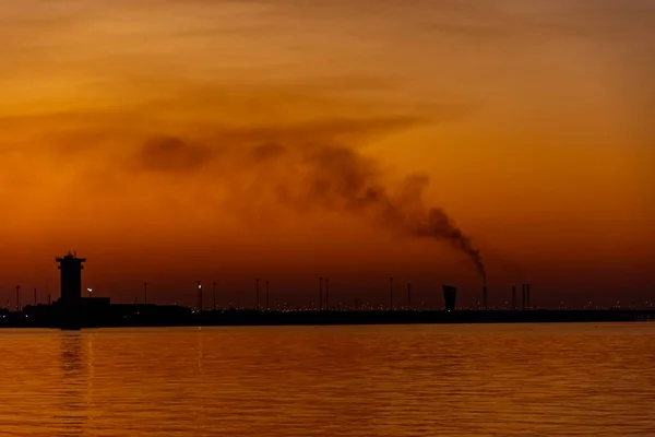 Incredibile Colorato Tramonto Sopra Spiaggia Shuwaikh Guardando Porto Shuwaikh — Foto Stock