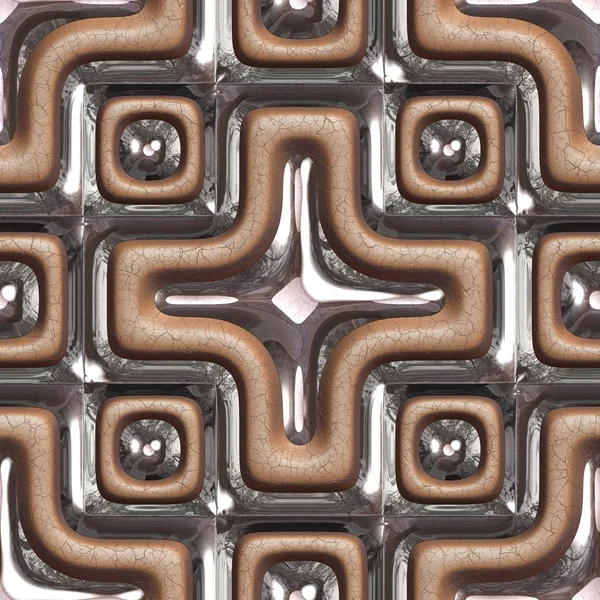 갈색 가죽 및 유리 타일 패턴 — 스톡 사진