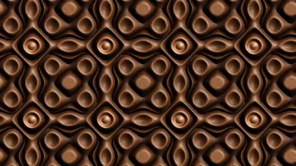 无缝环路3D抽象棕色波浪皮革背景动画 — 图库视频影像