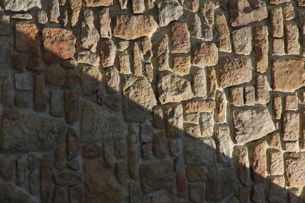 Parede Pedra Seca Textura Fundo Luz Ardente Sombra Diagonal — Fotografia de Stock