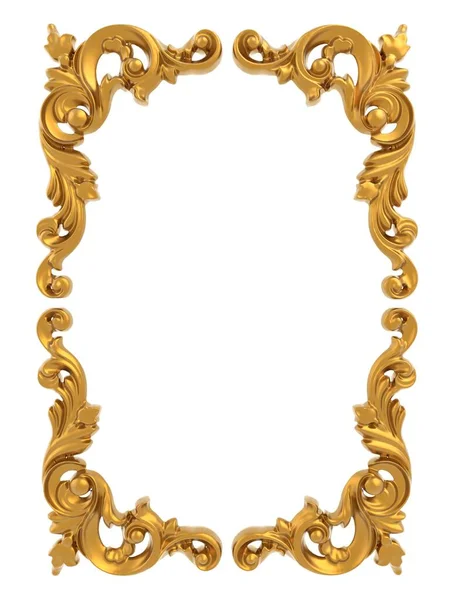 Altın rengi çerçeve beyaz arkaplanda izole edildi
