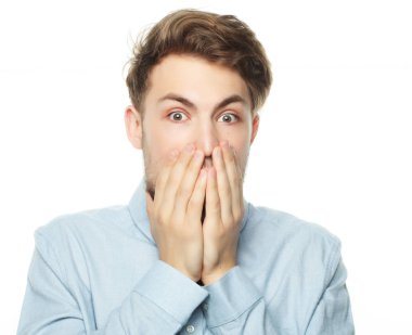 korkuyor ve korkmuş bir şey genç bir işadamı portresi