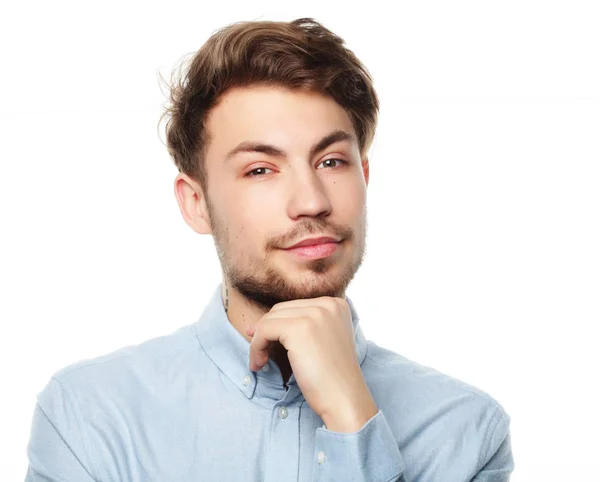 Happy smiling man looking at camera isolated on white background — Stock Photo, Image