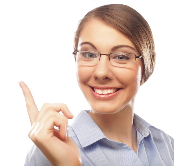 Young Buisnesswoman with finger point up — Stock Photo, Image