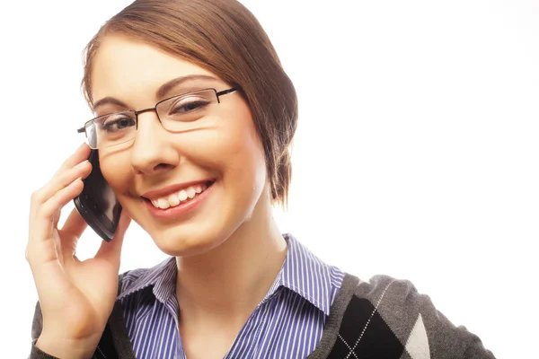 Retrato de una mujer de negocios sonriente hablando por teléfono —  Fotos de Stock