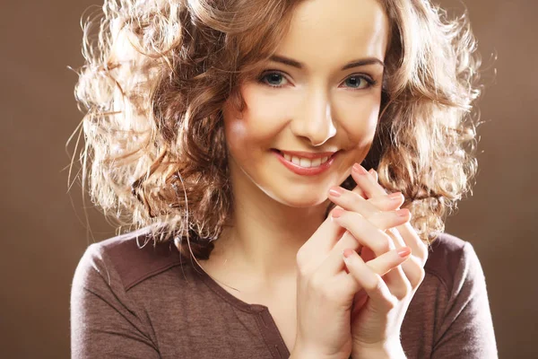 Image of beautiful young woman with curly hair — Stock Photo, Image