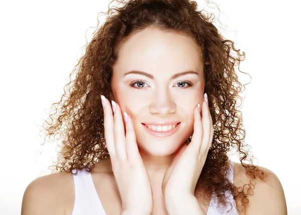 Beautiful womans face with clean skin — Stock Photo, Image