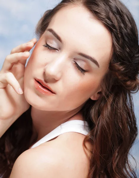 Image of beautiful young woman with curly hair — Stock Photo, Image