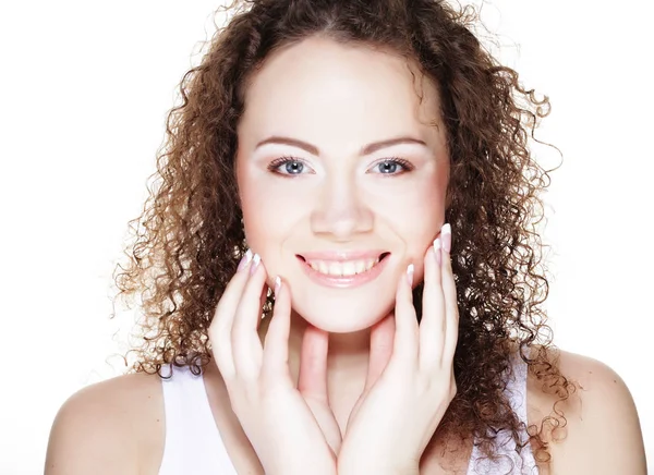 Belles femmes visage avec une peau propre — Photo