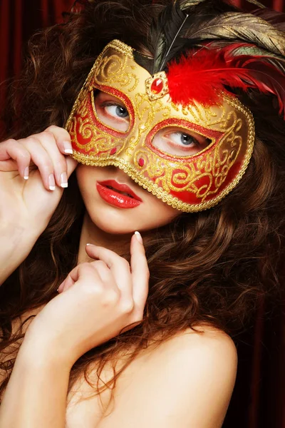 Venedik maskeli kadın Karnaval maskesi — Stok fotoğraf