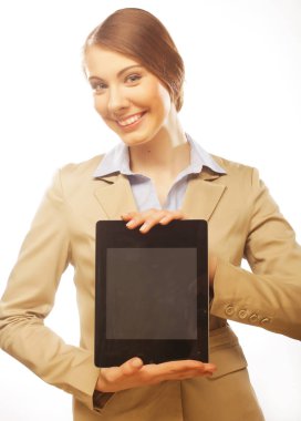 tablet bilgisayar holding iş kadını
