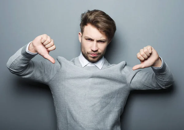 Lifestyle, business and people concept: Sad businessman show som — Stock Photo, Image