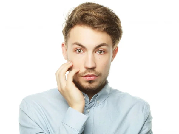 Porträt eines jungen Geschäftsmannes überrascht Gesichtsausdruck — Stockfoto