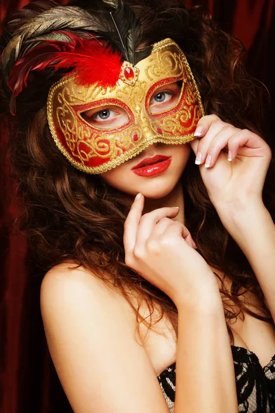 Woman with venetian masquerade carnival mask Royalty Free Stock Images