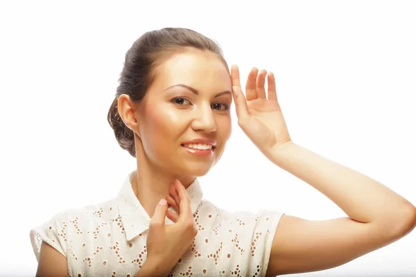 Lifestyle, beauty and people concept: young  woman with clean sk — Stock Photo, Image