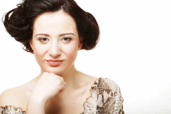 Young girl with clean skin on pretty face — Stock Photo, Image