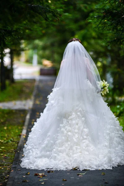 Bruden i en vacker brudklänning — Stockfoto
