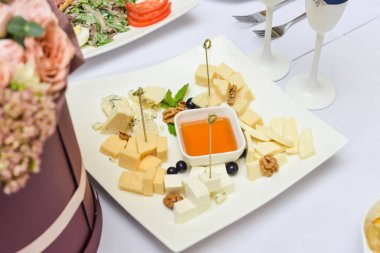 Masa, kanepe, sandviç açık büfe, aperatifler, tatil, dilimlenmiş, gözlük, kutlama, yeni yıl