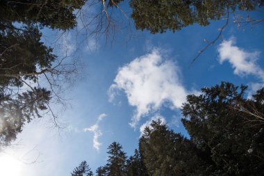 Bulut ile mavi gökyüzüne bakarak