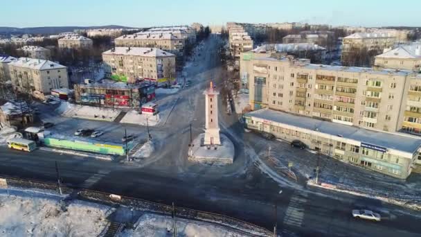 Vanino of the Khabarovsk Krai . the port of Vanino . filmed from above by drone — Stock Video