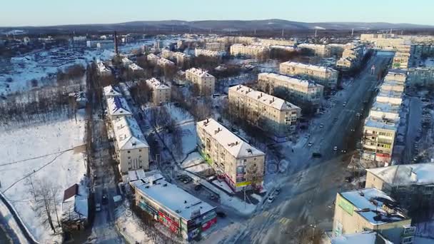 Vanino Chabarowskiego. port Vanino. nakręcony z góry przez drone — Wideo stockowe