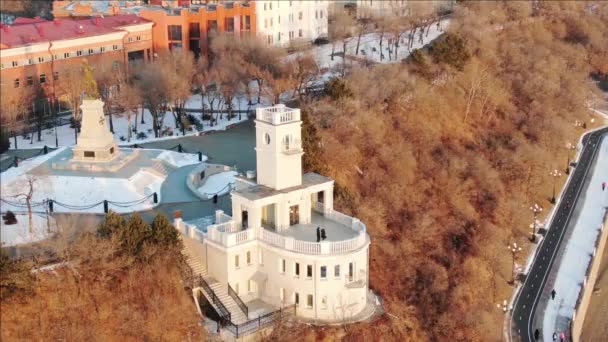 Amur Cliff. Khabarovsk Extremo Oriente Rússia inverno — Vídeo de Stock