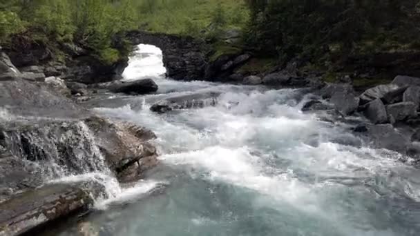 Řeka Protéká Kamenným Mostem — Stock video