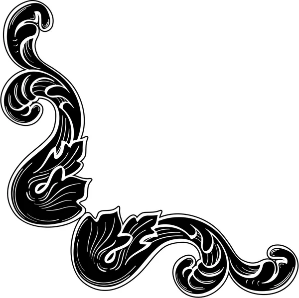 The black swirl ornate corner art element — Stockový vektor