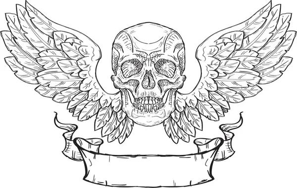 Crâne avec ailes — Image vectorielle