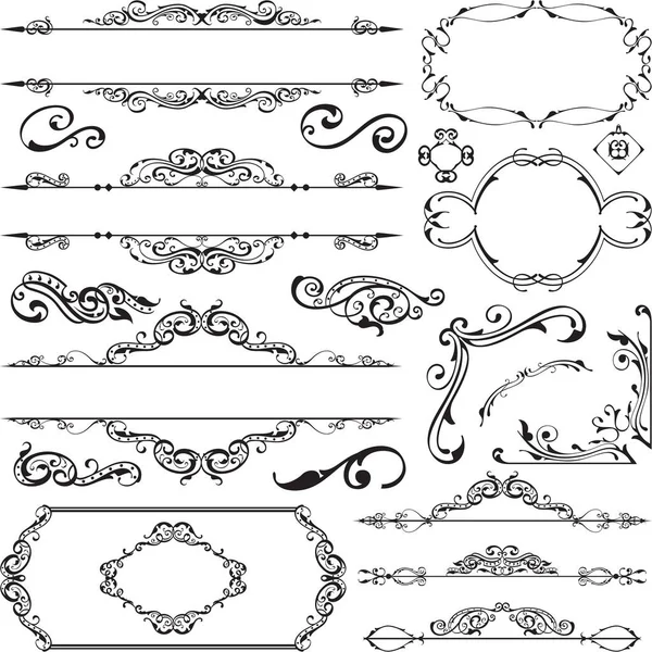 Ornamento decorativo elementos de diseño conjunto — Archivo Imágenes Vectoriales