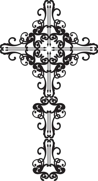 Орнаментальний бароковий чорний хрест — стоковий вектор