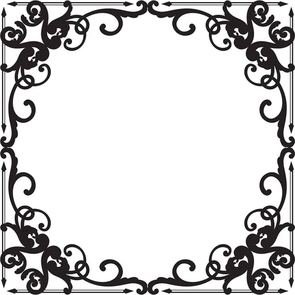 Borde barroco adornado negro agraciado — Vector de stock