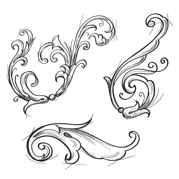 Acanthus Set Sketch Style — Stock Vector
