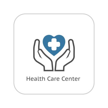 Sağlık Bakım Merkezi simgesi. Düz tasarım.